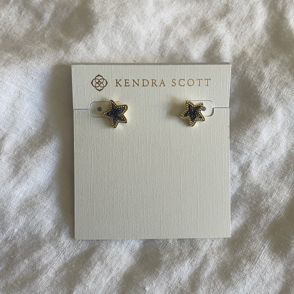 Jae Star Gold Stud Earrings In Multi Drusy